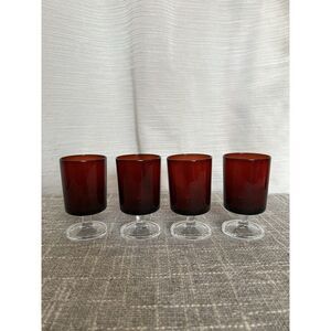 Set of 4 Luminarc‎ Arcoroc Cavalier French Stemmed Glasses4 1/8" Tall Ruby Red